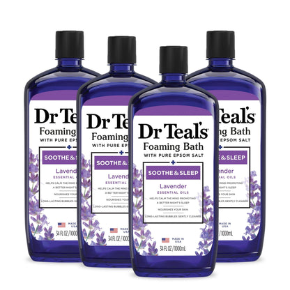 Dr Teal's Foaming Bath with Pure Epsom Salt, Soothe & Sleep with Lavender, 34 fl oz (Pack of 4) (Packaging May Vary) - Ultimate Online Deals