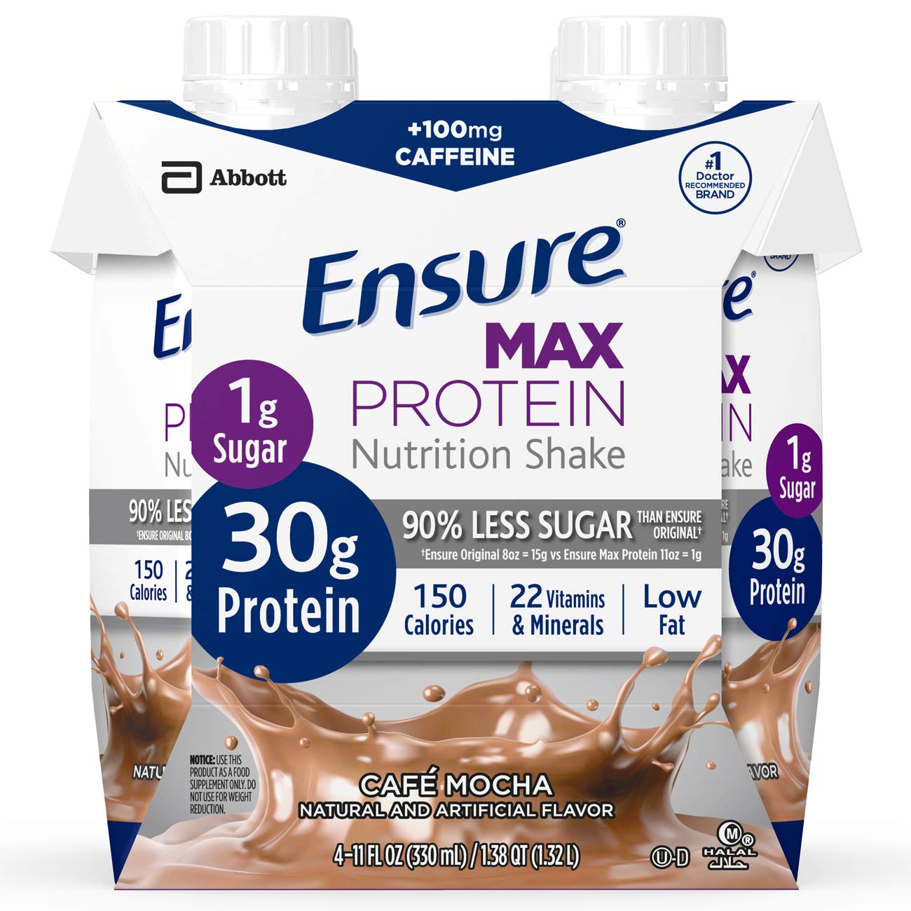 Ensure Max Protein Nutrition Shake, Cafe Mocha, 4 Little Cartons (Pack of 2) - Ultimate Online Deals