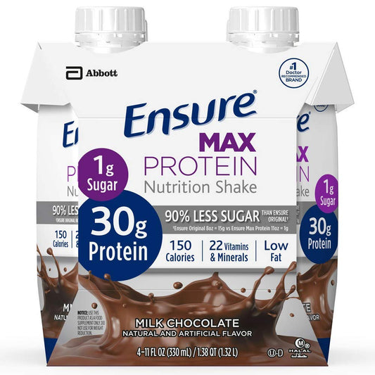 Ensure Max Protein Nutrition Shake, Milk Chocolate 4 Little Cartons (Pack of 2) - Ultimate Online Deals