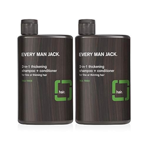 Every Man Jack 2 - in - 1 Thickening Shampoo + Conditioner - Thicken, Cleanse, and Hydrate Hair with Coconut, Aloe, and Tea Tree Oil - Naturally Derived and No Harsh Chemicals - Twin Pack - Ultimate Online Deals