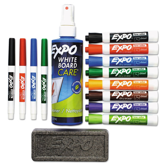 EXPO 80054 Low - Odor Dry Erase Marker Eraser & Cleaner Chisel/Fine 12/Set - Ultimate Online Deals