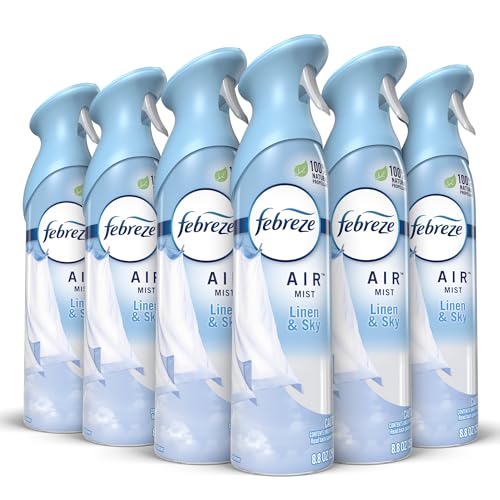 Febreze Air Mist Air Freshener Spray, Odor - Fighting Room Spray, Air Fresheners for Home and Bathroom and Kitchen, Aerosol Can, Linen & Sky Scent, 8.8oz, 6 Count - Ultimate Online Deals