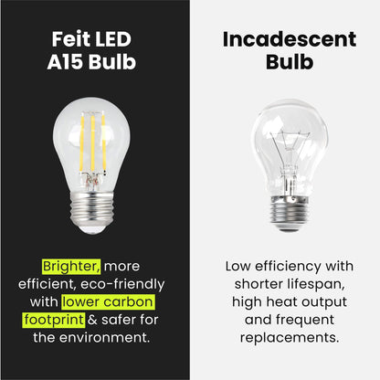 Feit Electric Enhance Filament A15 LED Bulbs, 8.3W (60W Equivalent), Dimmable, Daylight 5000K, E26 Base, High CRI 90+, Glass Filament Design,15,000 - Hour Lifetime, BPA1560950CAFIL2RP/6, 12 Pack - Ultimate Online Deals