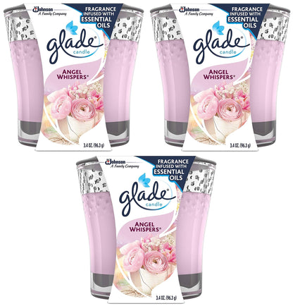 Glade Scented Candle - Angel Whispers - Infused With Essential Oils - Net Wt. 3.4 OZ (96.3 g) Per Candle - Pack of 3 Candles - Ultimate Online Deals