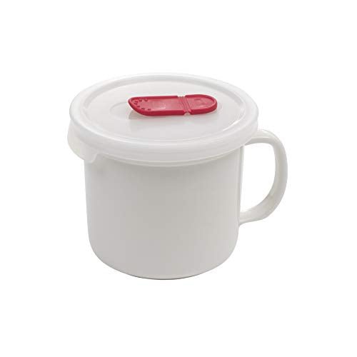 Goodcook Ceramic Mug with Vented lid, 1 Count (Pack of 1), White - Ultimate Online Deals