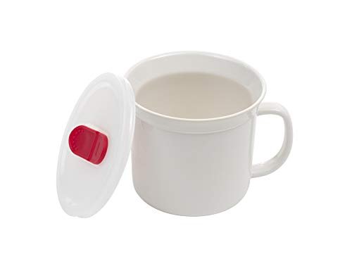 Goodcook Ceramic Mug with Vented lid, 1 Count (Pack of 1), White - Ultimate Online Deals