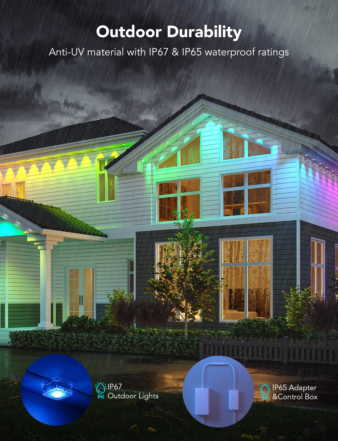 Govee Permanent Outdoor Lights, Smart RGBIC Outdoor Lights with 75 Scene Modes, 100ft with 72 LED Eaves Lights, IP67 Waterproof, for Halloween Decorations, Christmas, Work with Alexa, Google Assistant - Ultimate Online Deals