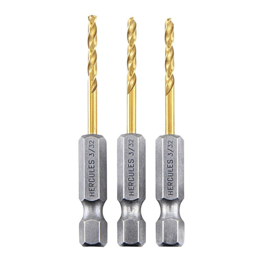 HERCULES 3/32 In. 3 PC Impact Rated Hex Shank Titanium Drill Bit Set - Ultimate Online Deals