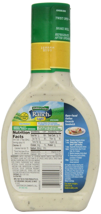 Hidden Valley Ranch Dressing, Light Original, 16 - Ounce Bottles (Pack of 6) - Ultimate Online Deals