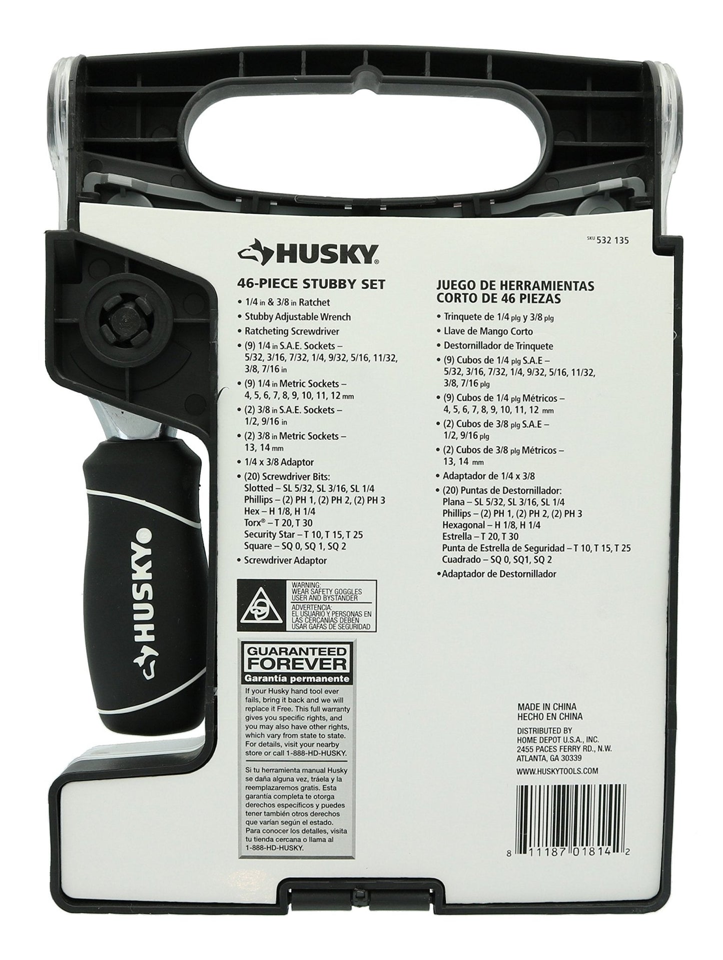 Husky Stubby 46 Piece Ratchet and Wrench Set w/ Drive Sockets, Screwdriving Bits, and Onboard Storage - Ultimate Online Deals