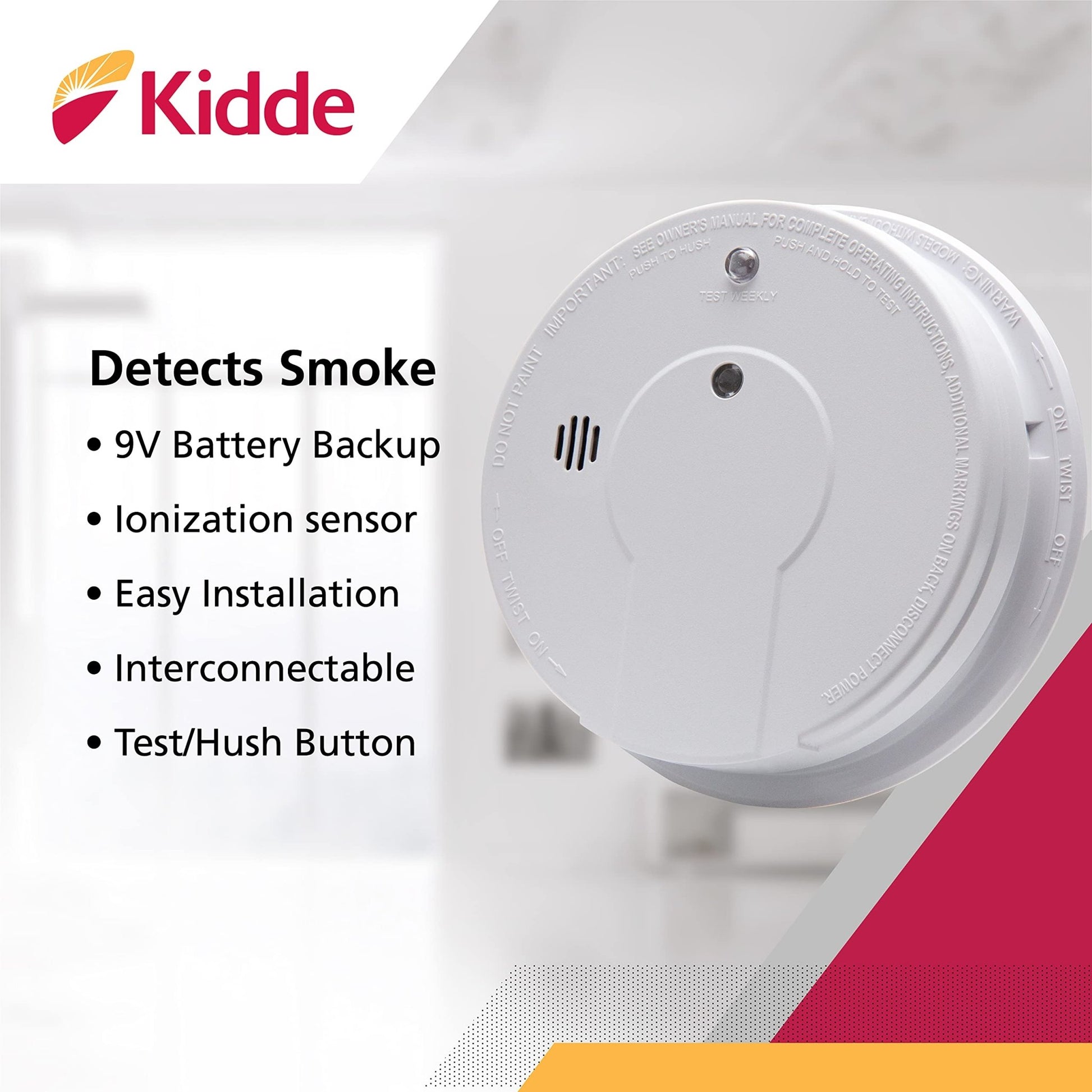 Kidde i12040 120V AC Wire - In Smoke Alarm with Battery Backup and Smart Hush - Ultimate Online Deals