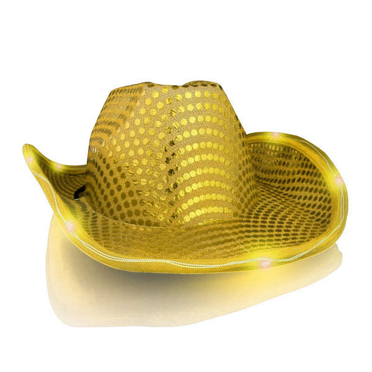 LED Flashing Cowboy Hat with Gold Sequins - Ultimate Online Deals