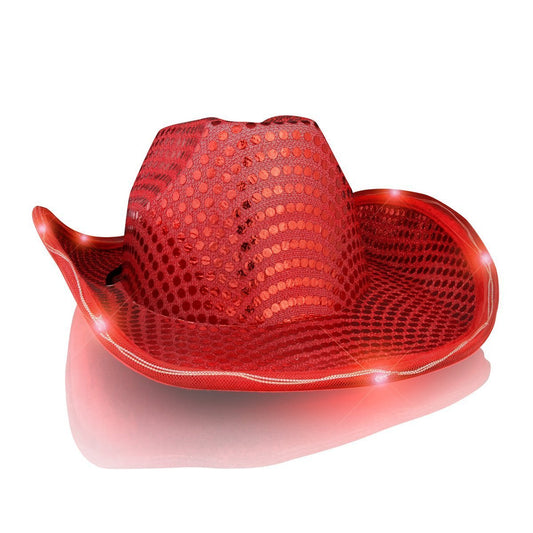 Light Up LED Flashing Cowboy Hat with Red Sequins - Ultimate Online Deals