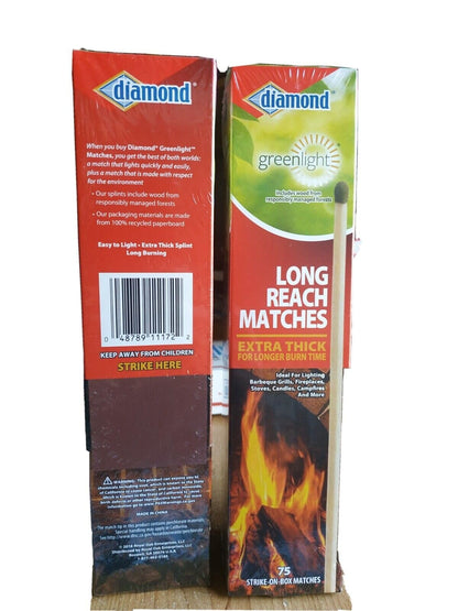 LIJA Diamond Long Reach Matches, 2 Pack (150 Count), Wood, Extra Thick Splint for Longer Burning - Ultimate Online Deals