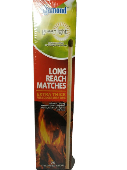 LIJA Diamond Long Reach Matches, 2 Pack (150 Count), Wood, Extra Thick Splint for Longer Burning - Ultimate Online Deals