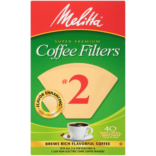 Melitta #2 Cone Coffee Filters, Natural Brown, 40 Count - Ultimate Online Deals