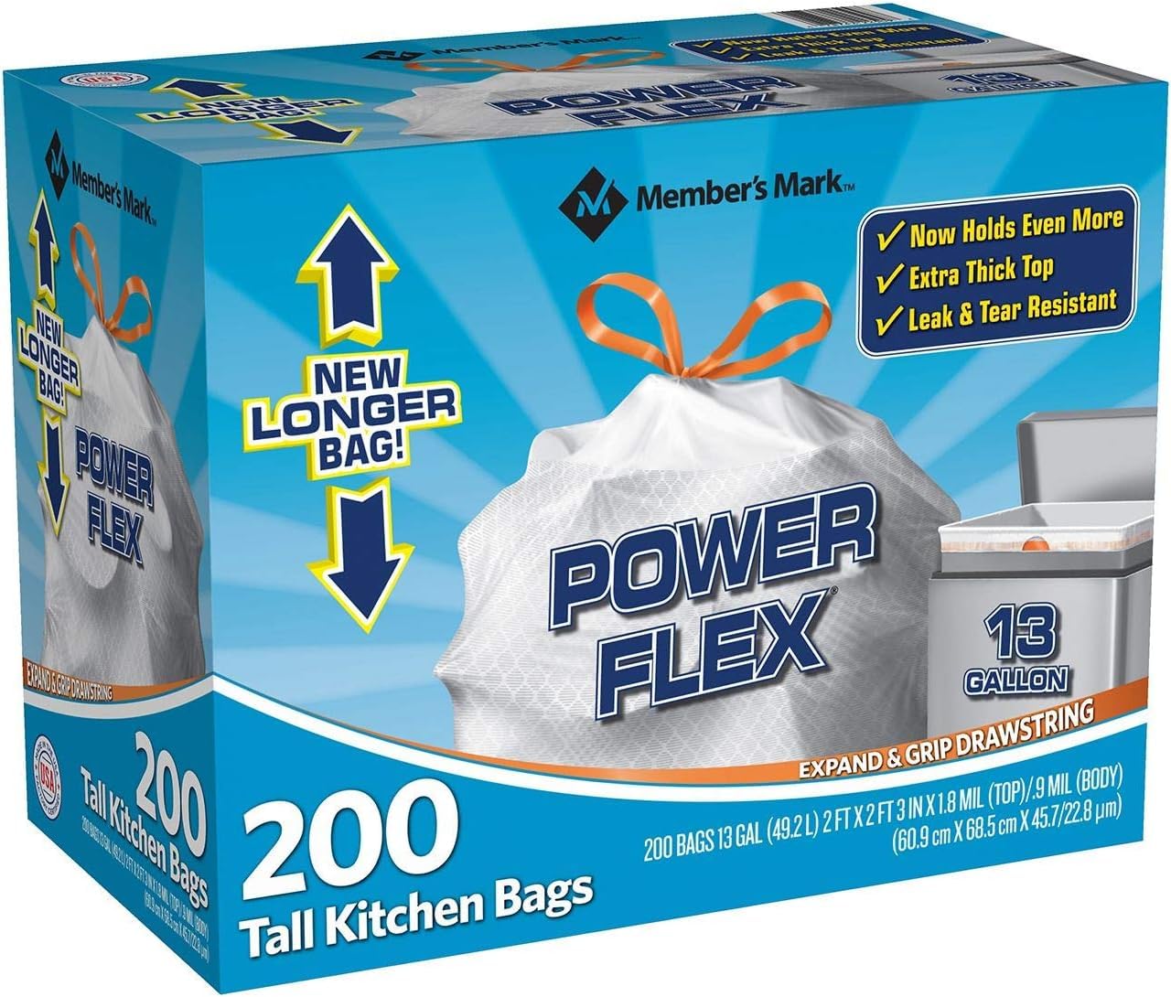 Member's Mark 13 gallon Tall Kitchen Bags New Longer Bag, 200Count(Pack of 1) - Ultimate Online Deals