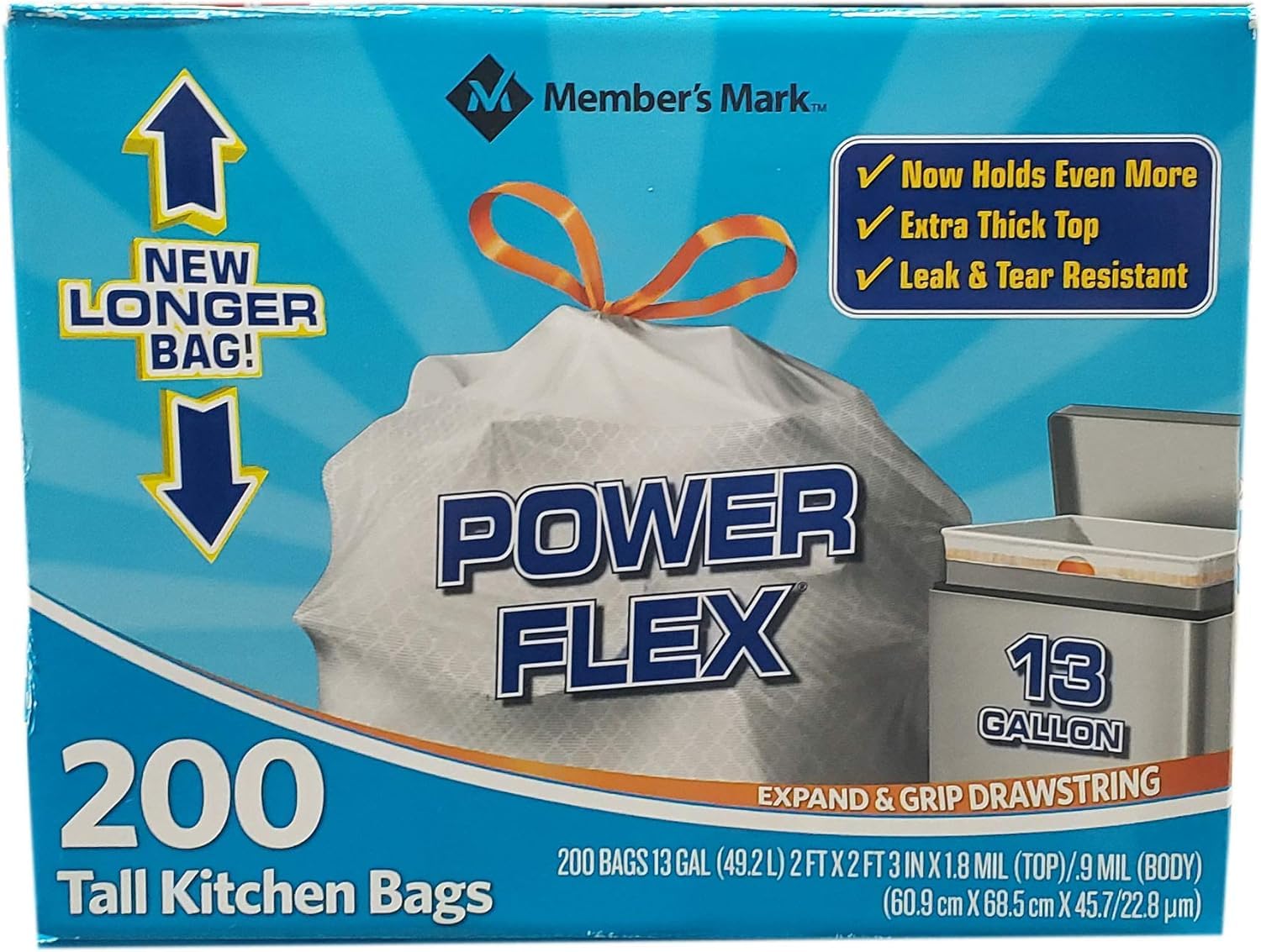 Member's Mark 13 gallon Tall Kitchen Bags New Longer Bag, 200Count(Pack of 1) - Ultimate Online Deals