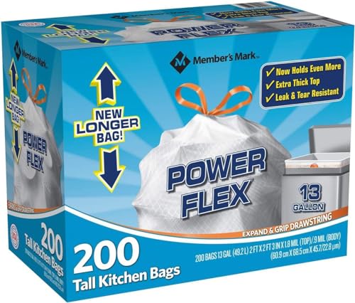 Member's Mark 13 gallon Tall Kitchen Bags New Longer Bag, 200Count(Pack of 1) - Ultimate Online Deals