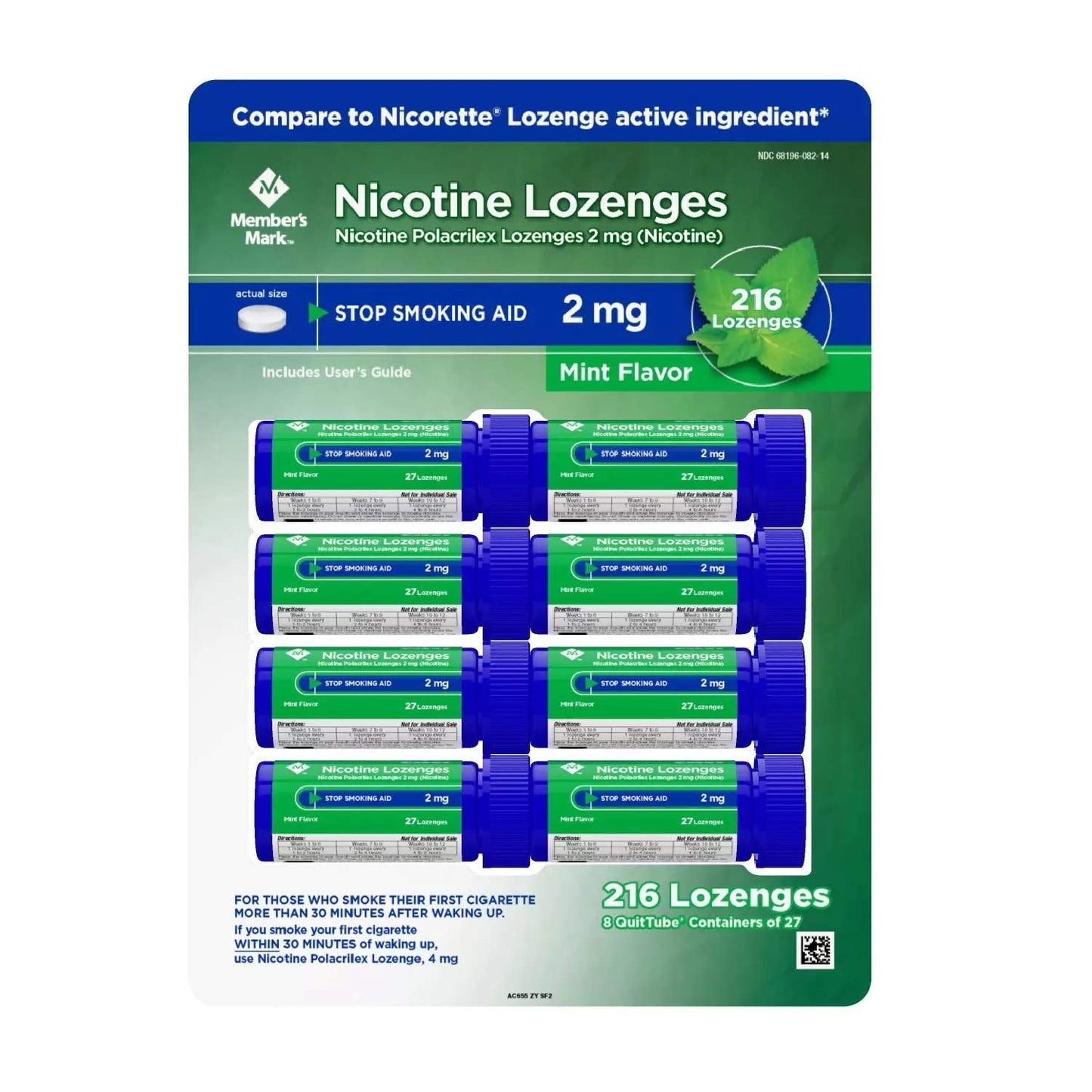 Member's Mark 2 mg Nicotine Polacrilex Lozenges, Stop Smoking Aid, Mint Flavor (27 ct, 8pk.) - Ultimate Online Deals