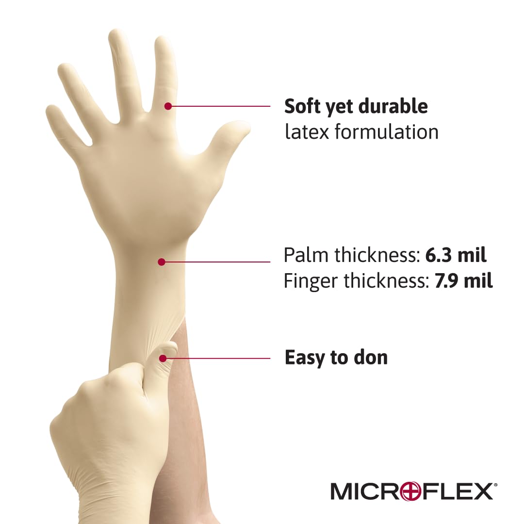 Microflex Diamond Grip MF - 300 Disposable Latex Gloves for Automotive, Healthcare, Machinery Industries - Small, Natural (Case of 1000) - Ultimate Online Deals