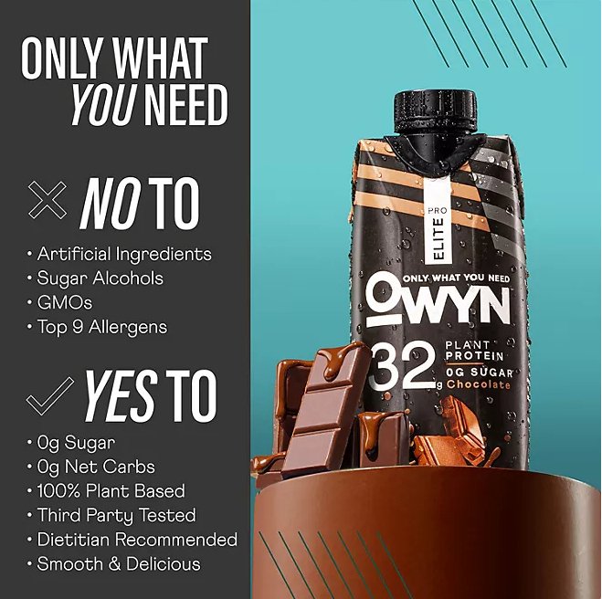 OWYN Pro Elite 32g Keto Plant Protein Shake, Chocolate, 11.15 fl. oz., 15 Pack - Ultimate Online Deals