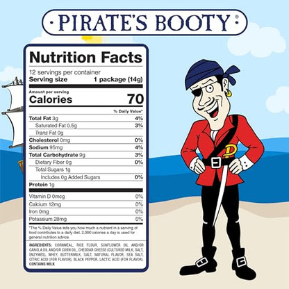 Pirate's Booty Aged White Cheddar Cheese Puffs, Gluten Free, Healthy Kids Snacks, 0.5oz Individual Size Snack Bags (12 Count) - Ultimate Online Deals