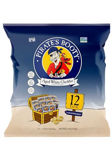 Pirate's Booty Aged White Cheddar Cheese Puffs, Gluten Free, Healthy Kids Snacks, 0.5oz Individual Size Snack Bags (12 Count) - Ultimate Online Deals