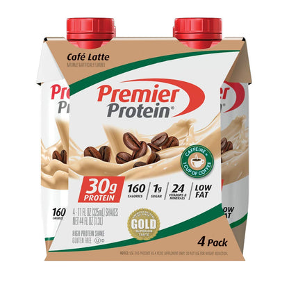 Premier Protein Shake, Café Latte, 30g Protein, 1g Sugar, 24 Vitamins & Minerals, Nutrients to Support Immune Health, 11 Fl Oz, 4 Count - Ultimate Online Deals