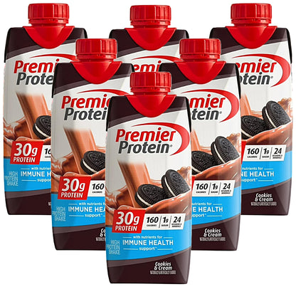 Premier Shake| Variety Pack of Protein Shake, Chocolate, Vanilla, Caramel, Cafe Latte, Strawberries |30g Protein, 1g Sugar, 24 Vitamins & Minerals, Nutrients to Support Immune Health| 11 Fl Oz (BETRULIGHT Premier Value Case of 15) (Cookies & Cream) - Ultimate Online Deals