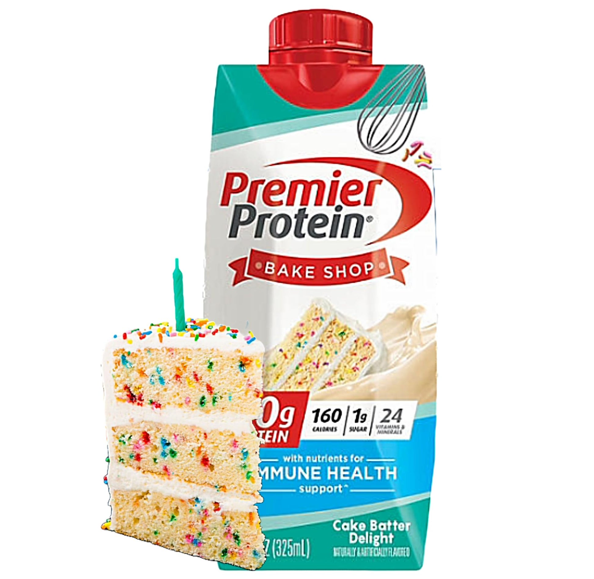 Premier Shake| Variety Pack of Protein Shake, Chocolate, Vanilla, Caramel, Cafe Latte, Strawberries |30g Protein, 1g Sugar, 24 Vitamins & Minerals, Nutrients to Support Immune Health| 11 Fl Oz (BETRULIGHT Premier Value Case of 15) (Cake Batter Delight) - Ultimate Online Deals