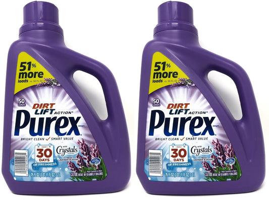 Purex Liquid Laundry Detergent with Crystals Fragrance, Fresh Lavender Blossom, 75 oz, 50 Loads (Pack of 2) - Ultimate Online Deals