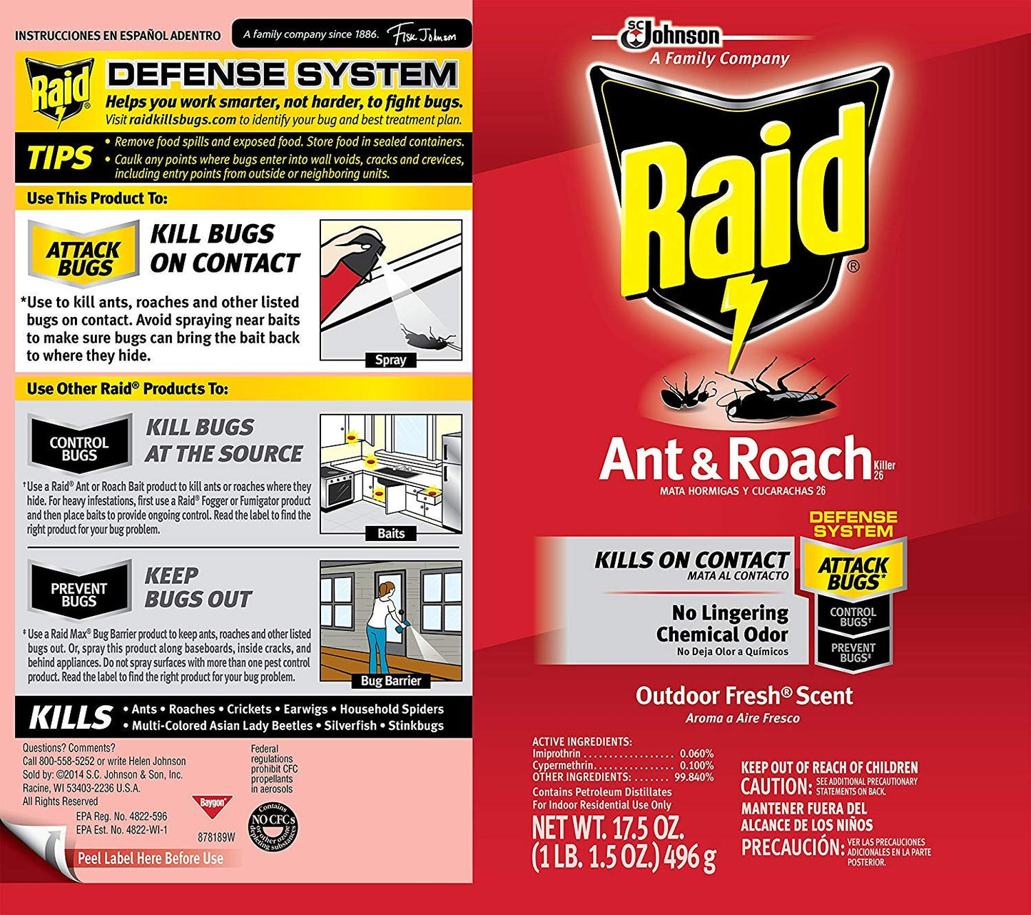 Raid Ant & Roach Killer Defense System, Outdoor Fresh Scent 17.5 Ounce (Pack of 12) - Ultimate Online Deals