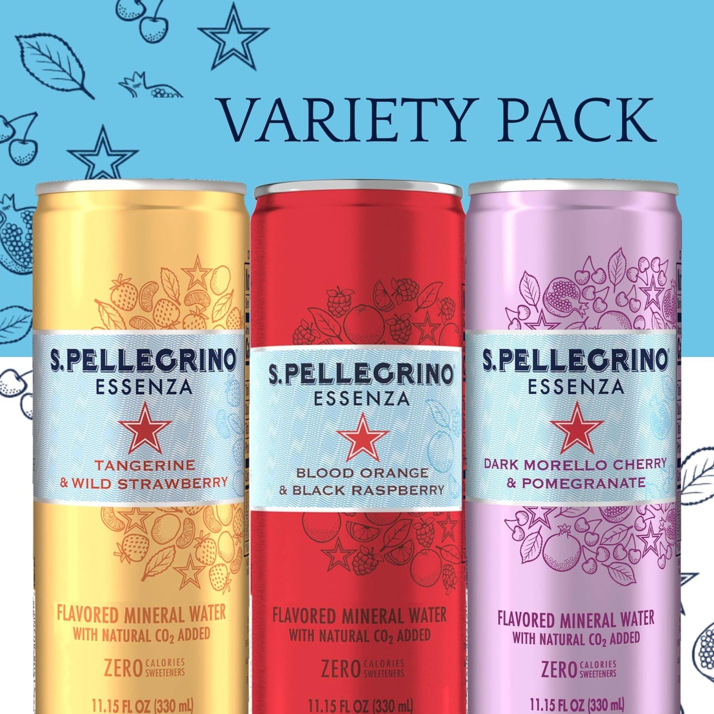 S.Pellegrino Essenza Flavored Mineral Water, Variety Pack Cans, 11.15 Fl Oz, Pack of 24 - Ultimate Online Deals