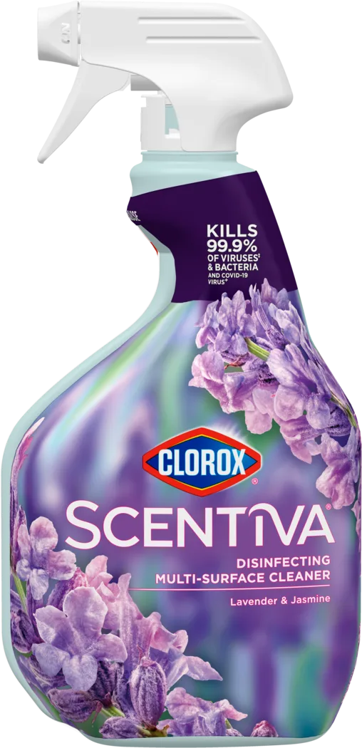 Clorox Scentiva Disinfecting Multi-Surface Cleaner Spray | Lavender & Jasmine – 2-Pack | Bleach-Free, All-Purpose Cleaning & Germ Removal