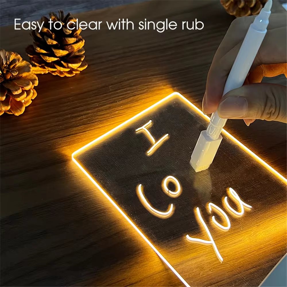 Transparent Luminous LED Night Light with Erasable Acrylic Message Board – USB Powered - Ultimate Online Deals