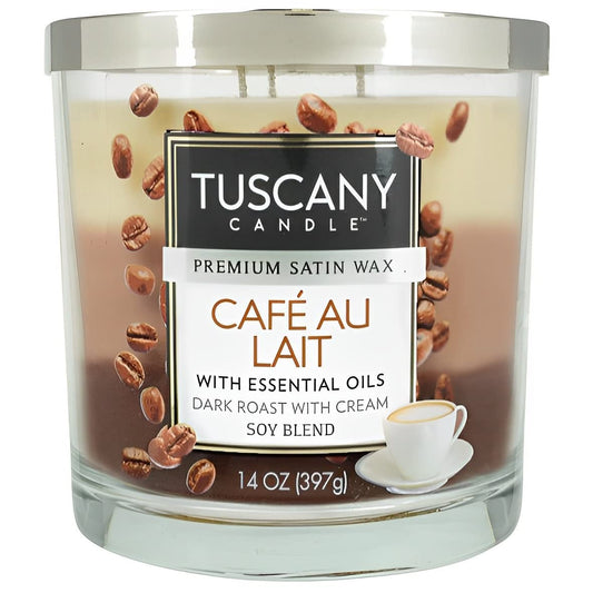 Tuscany Cafe au Lait with Essential Oil Soy Blend - Glass Jar Candle - Ultimate Online Deals