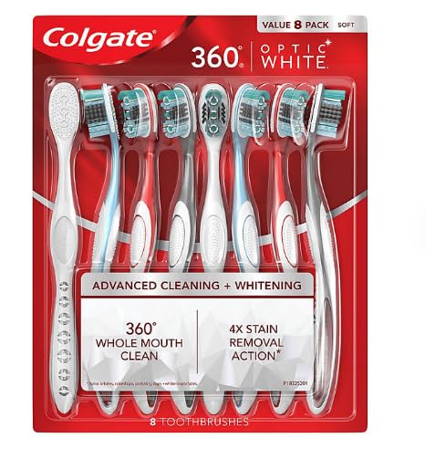 USA WORLD PIONEER Optic White 360 Manual Toothbrush, Soft, 8 ct. - Ultimate Online Deals