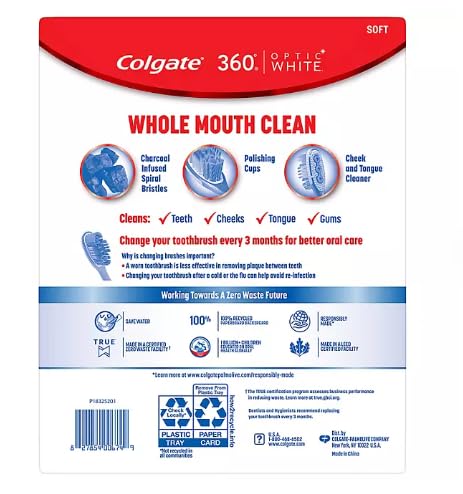 USA WORLD PIONEER Optic White 360 Manual Toothbrush, Soft, 8 ct. - Ultimate Online Deals