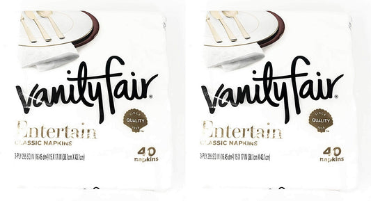 Vanity Fair Entertain Dinner Napkins, 40 Count, White Paper Napkins (Pack of 2) - Ultimate Online Deals