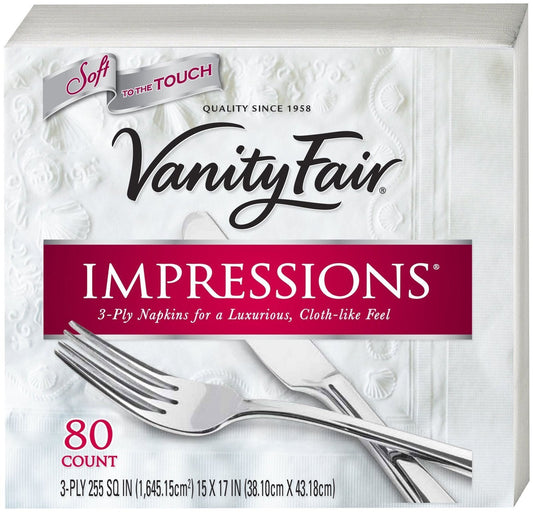 Vanity Fair Impressions Napkins, White - 80 ct - Ultimate Online Deals