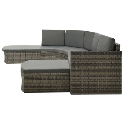 vidaXL 4 Piece Patio Lounge Set with Cushions Poly Rattan Gray - Ultimate Online Deals