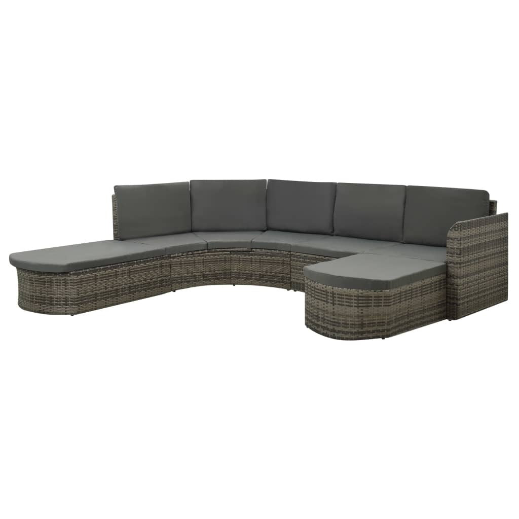 vidaXL 4 Piece Patio Lounge Set with Cushions Poly Rattan Gray - Ultimate Online Deals