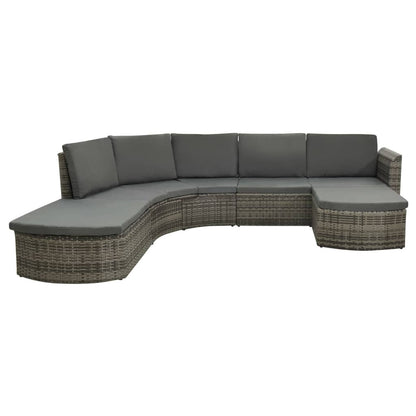 vidaXL 4 Piece Patio Lounge Set with Cushions Poly Rattan Gray - Ultimate Online Deals