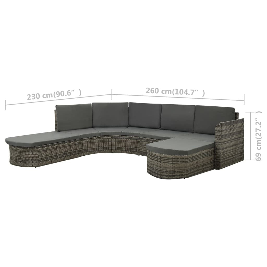 vidaXL 4 Piece Patio Lounge Set with Cushions Poly Rattan Gray - Ultimate Online Deals