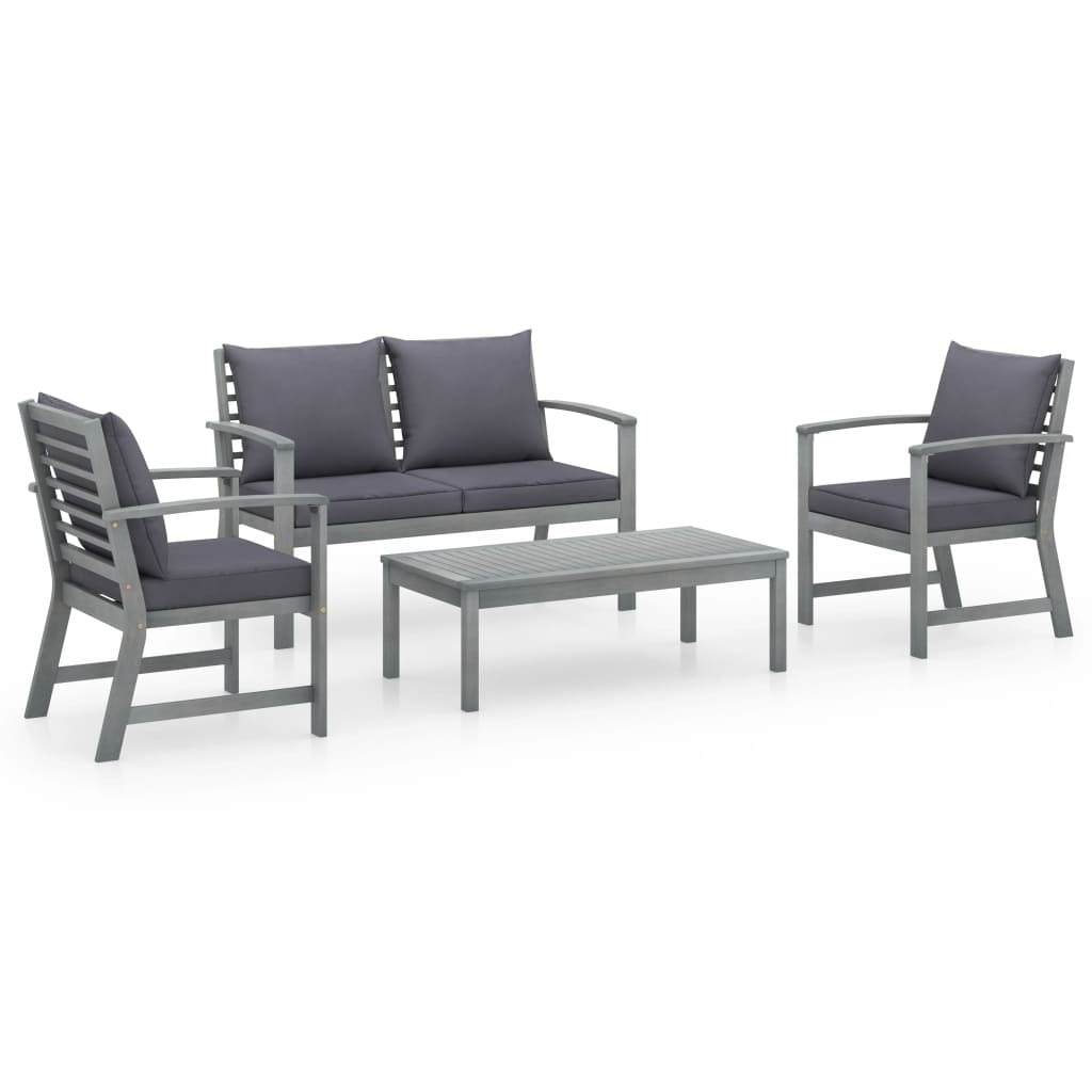 vidaXL 4 Piece Patio Lounge Set with Cushions Solid Acacia Wood - Ultimate Online Deals