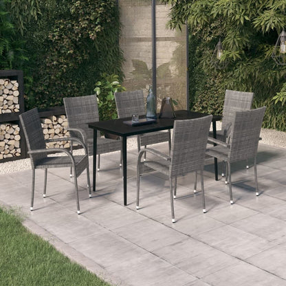 vidaXL 7 Piece Patio Dining Set Gray and Black - Ultimate Online Deals