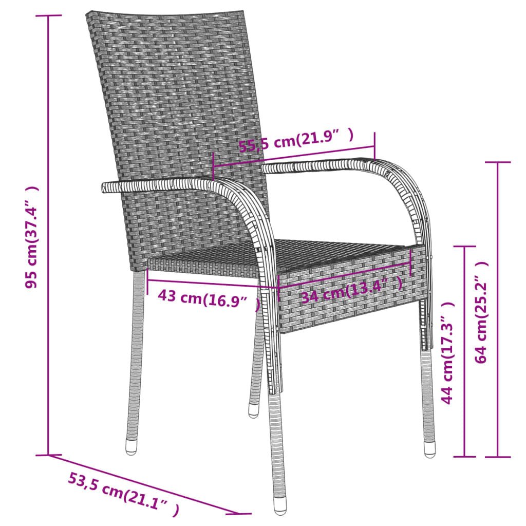 vidaXL 7 Piece Patio Dining Set Gray and Black - Ultimate Online Deals