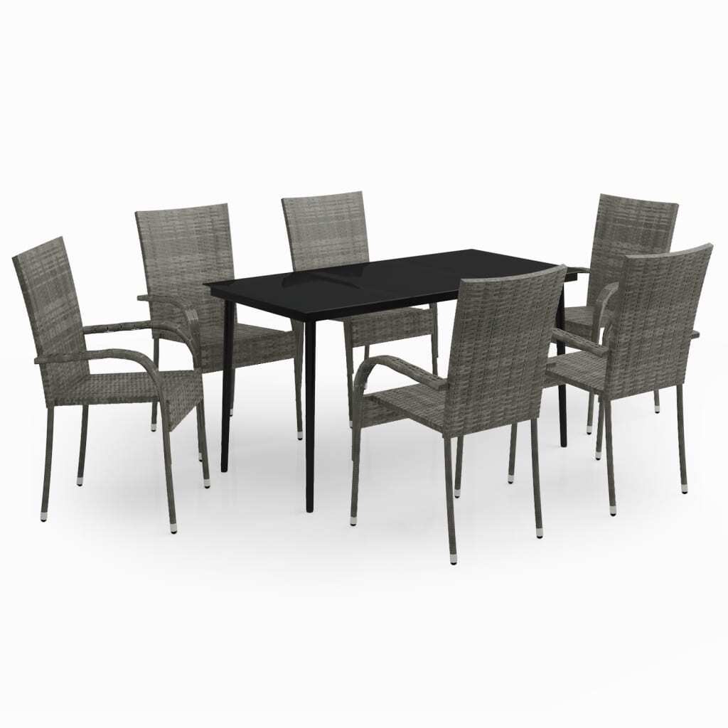 vidaXL 7 Piece Patio Dining Set Gray and Black - Ultimate Online Deals