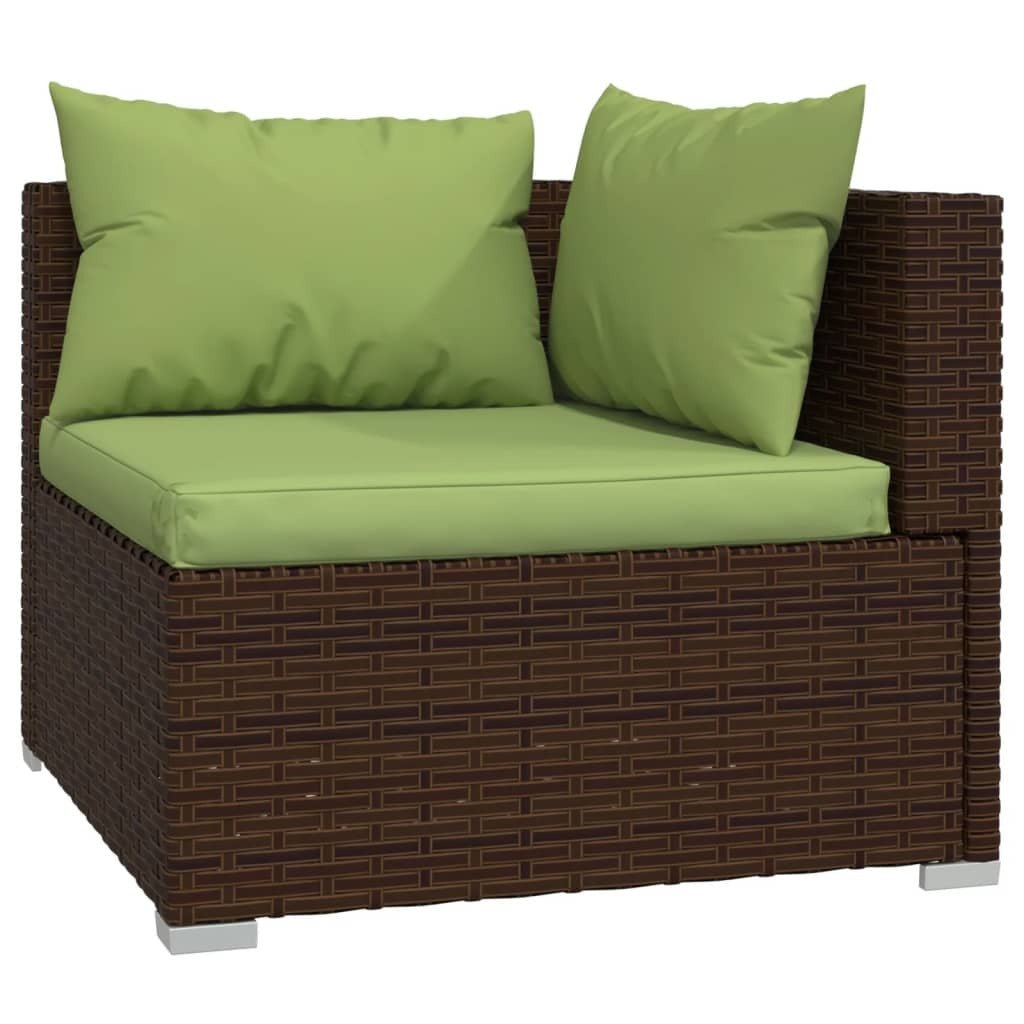 vidaXL 8 Piece Patio Lounge Set with Cushions Poly Rattan Brown - Ultimate Online Deals